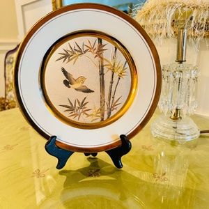 VTG CHOKIN 24kt Gold Silver Rim Bird Plate Fine China 9.5” Limited Gift Collect